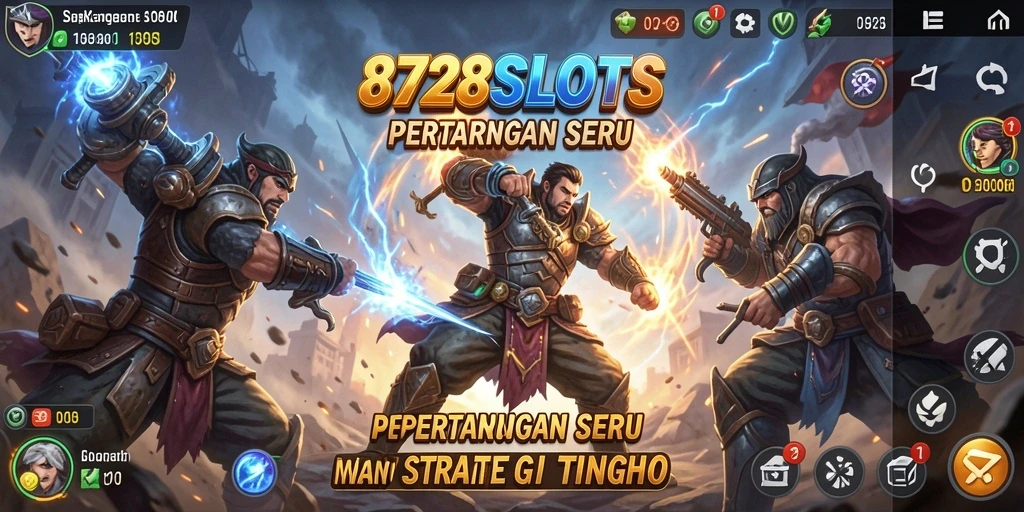 Tampilan pertarungan intens dalam game 8728SLOTS.