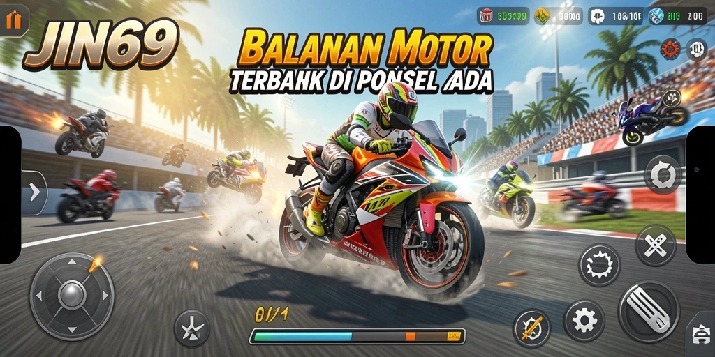 Gameplay seru JIN69 saat balapan motor dengan teman.