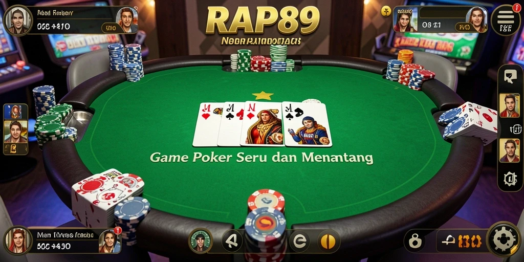 Tampilan permainan poker yang menarik dan interaktif di RAP89.