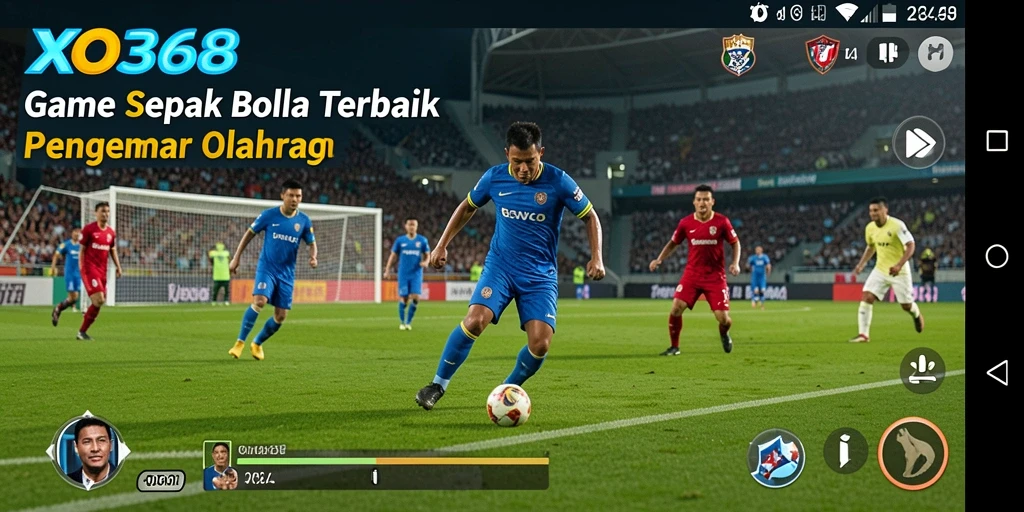 Screenshot gameplay <strong>XO368</strong> menunjukkan aksi sepak bola yang mendebarkan.